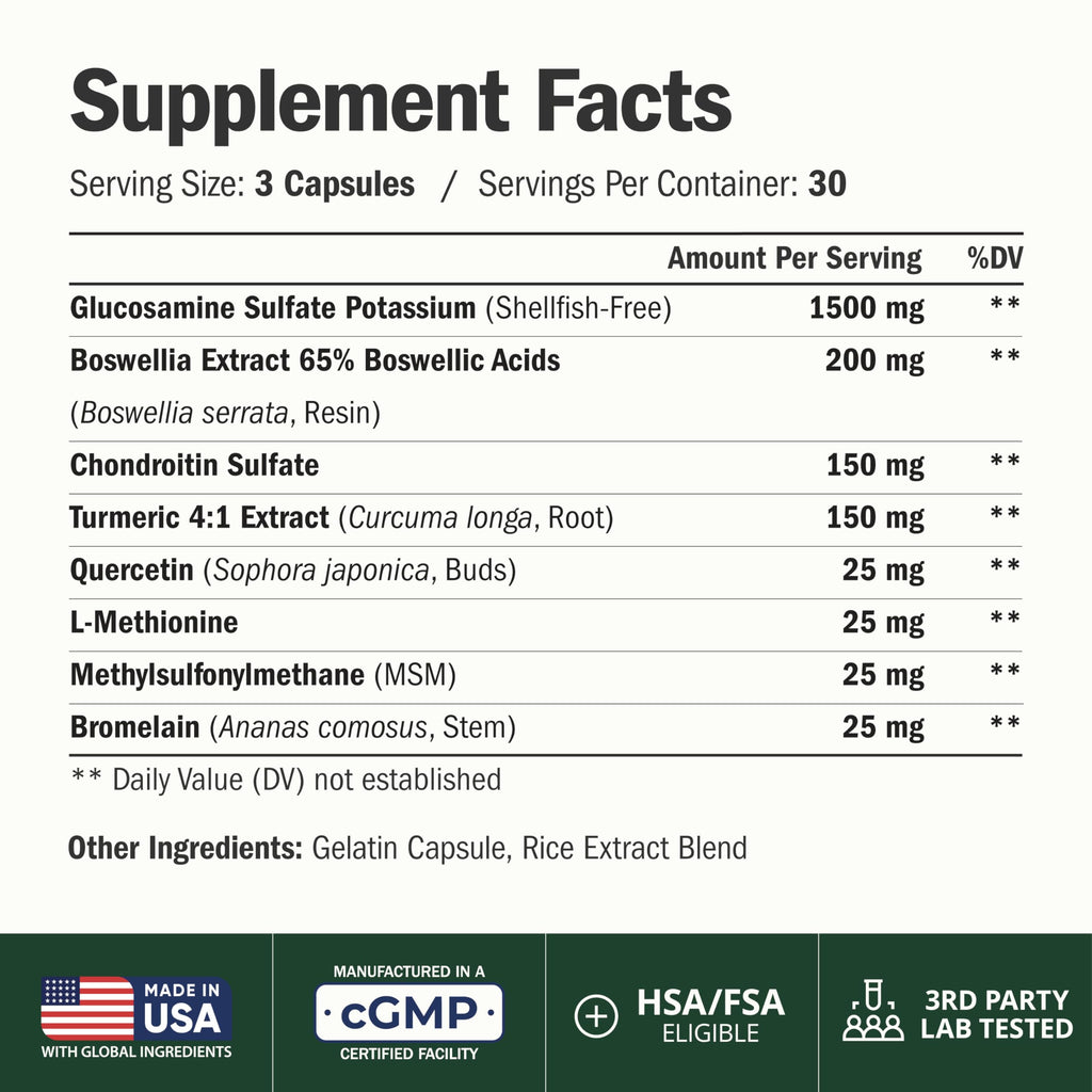 Glucosamine Chondroitin MSM – Joint Support Supplement for Women and Men with Glucosamine Sulfate 1500 mg, Chondroitin and MSM – for Cartilage, Joint Health and Flexibility – 2 Pack