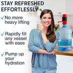 HotFrost Manual Water Pump for 5 Gallon Jug & Bottle – Non-Electric 5 Gallon Water Dispenser, Universal Hand Pump with 3 Adjustable Tubes, 53mm Screw Top Adapter, Spout Cap & Cleaning Brush, BPA-Free