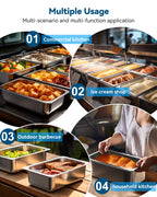 ZeroPone 6 Pack Hotel Pans, 1/3 Size 4" Deep Steam Table Pan, 22 Gauge Anti Jam Stainless Steel Steam Pan, Commercial Food Storage Containers for Catering Supplies