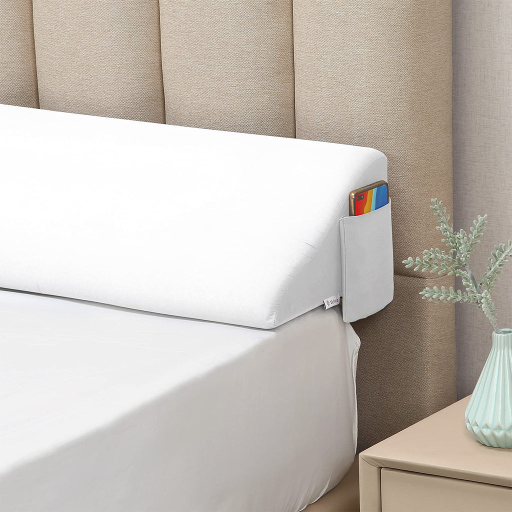 Vekkia Cal King Size Bed Wedge Pillow Gap Filler/Headboard Pillow/Mattress Wedge to Fill Gap (0-6") Between Headboard and Mattress (White 72"x10"x6")