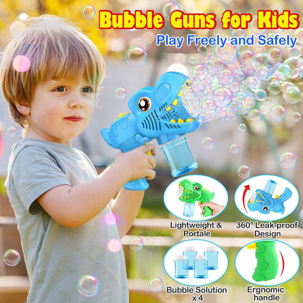 Yunaking Kids Bubble Gun 2 Pack, Dino Bubble Machine for Boy Girl Toys Gift