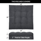 HAVARGO Recliner Cushions for Elderly, 20x20x5 Inch Thick Chair Cushion Patent Design Soft Tufted Dual Layer Booster Seat Cushions for Seniors Recliner Risers Gray 1P
