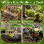Weed Puller Tool with Long Handle - Adjustable Length Manual Weeder Remover Tool, 2 in 1 Hand Weed Rake and Garden Hoe for Gardening, Uprooting Weeding Tool for Yard, Lawn, Patio, Garden