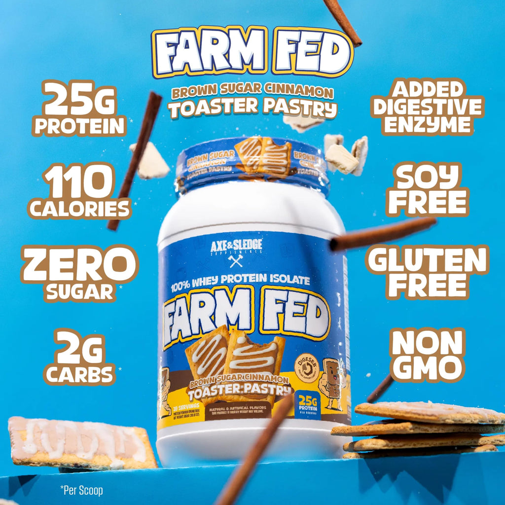 Axe & Sledge Farm Fed 100% Whey Protein Isolate | 25g Protein | Low Carb, Low Sugar, Gluten Free | Protein Powder for Men and Women | Keto | Made in The USA | 28 Servings, Brown Sugar Cinnamon