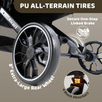 Kicari All-Terrain Dog Stroller for Small to Medium Dogs, Pet Stroller for Dogs & Cats Outdoor Walks, One-Hand Easy Fold, Double-Layer Anti-UV & Waterproof Canopy & Breathable Mesh, Vanilla Beige
