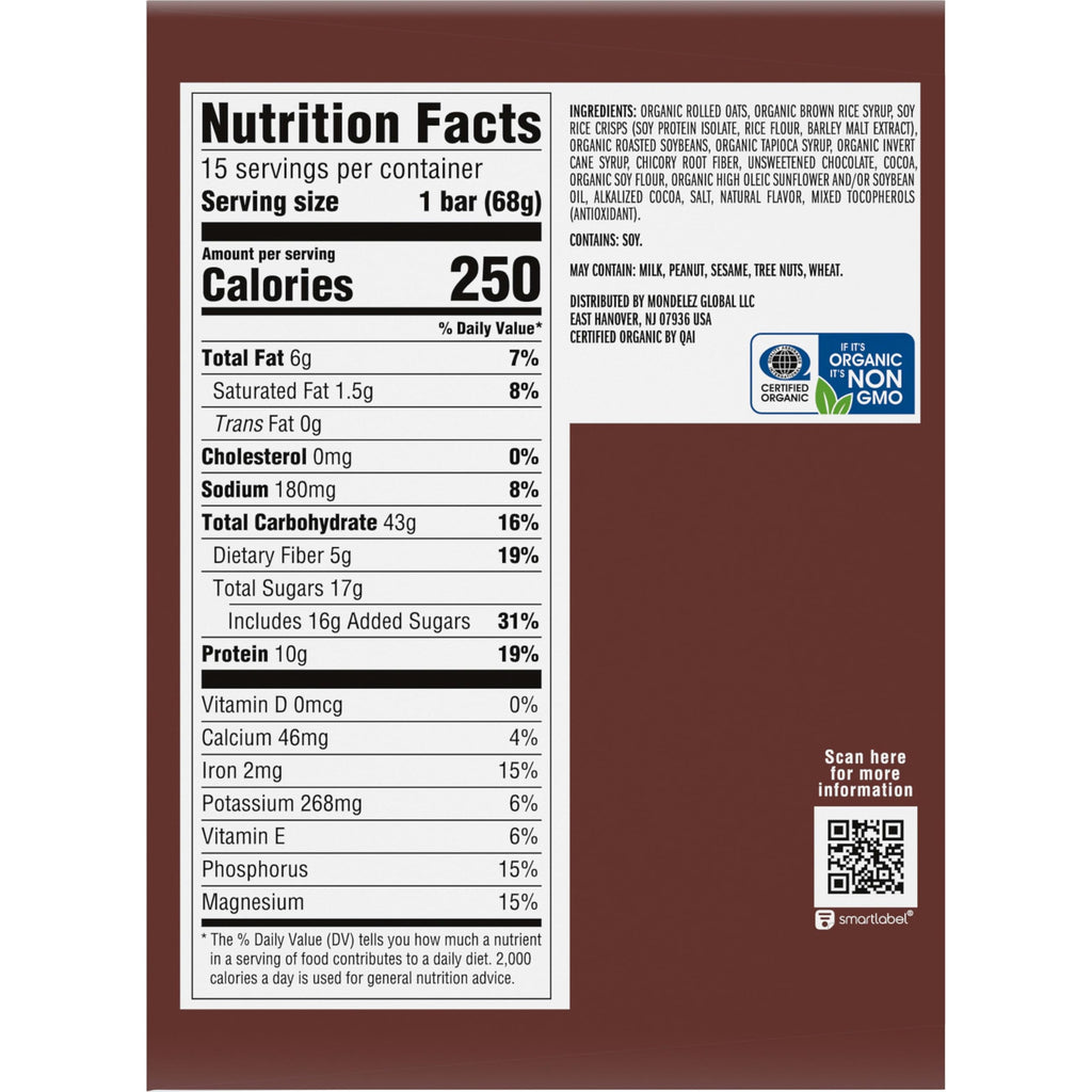 CLIF BAR Protein Energy Bars, Chocolate Brownie, 15ct