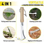 Jardineer Weed Puller Tools Set, 3 Pack Hand Crack Weeder, Stainless Heat Treated Steel Weed Root Remover with Ergonomic Handle, Multi-Purpose Weeding Tools for Lawn Garden Patio & Yard