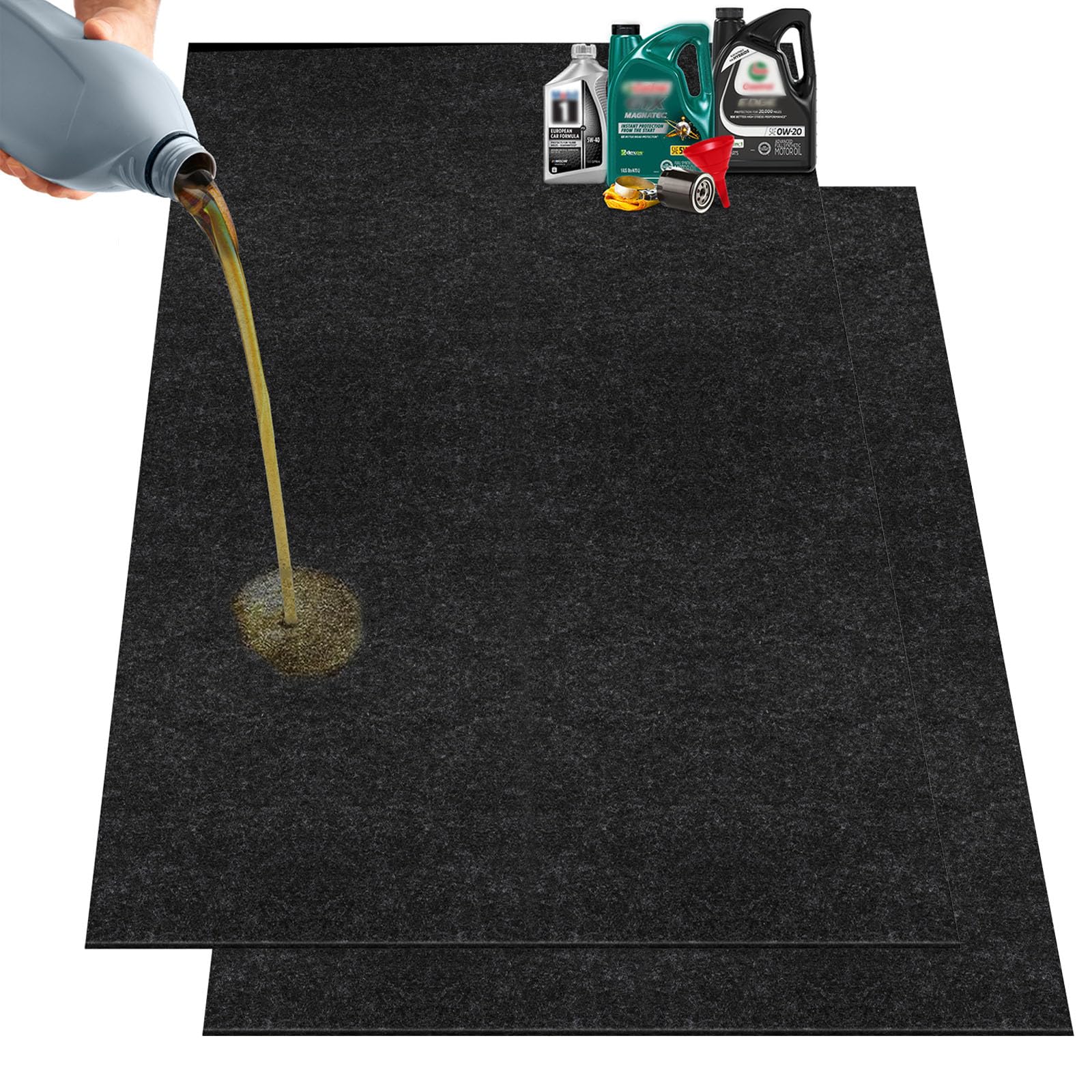 Nujzuir 36" x 60" Oil Drip Mat for Garage Driveway, Reusable Floor Oil Spill Leak Absorbent Pads for Motorcycle Car Oil Leak Stain Resistant(2pcs)