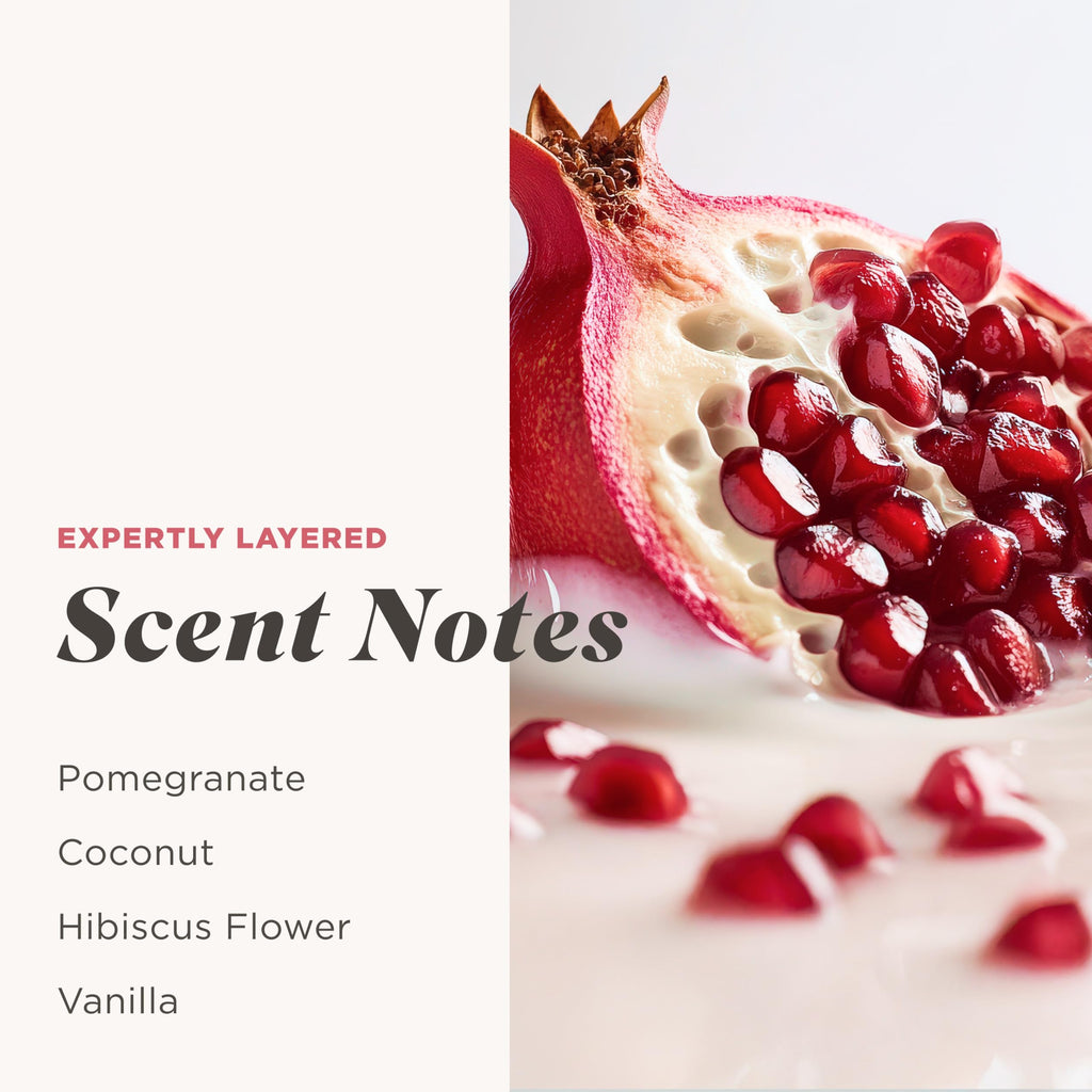 Caress Tahitian Pomegranate & Coconut Milk Exfoliating Scrub Body Wash with Hyaluronic Acid & Vitamin B3 for Moisturized, Silky Soft Skin, Long-Lasting Fragrance, 20 fl oz (4 Pack)