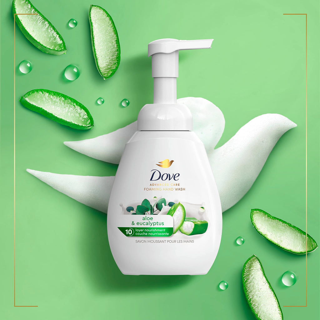 Dove Advanced Care Foaming Hand Soap, Aloe & Eucalyptus, 4 Count, 10.1 oz