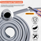 Neorexon Liquid-Tight Conduit 50 ft and 10 Pieces of Connector Kit, Electrical Conduit 1/2 50ft w/UL Certification, Flexible Conduit with 5 Straight and 5 90-Degree Conduit Connector Fittings