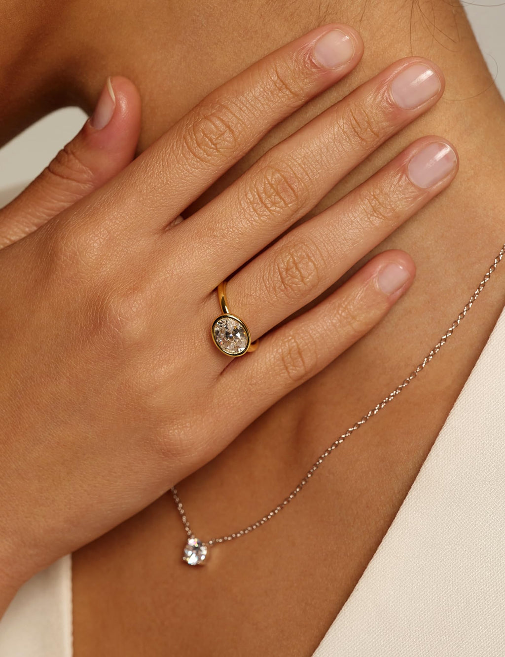 EAMTI 3CT Engagement Rings for Women Oval Cut CZ Solitaire Promise Wedding Bands Travel Bezel East West Ring 14K Gold Plated Size 7