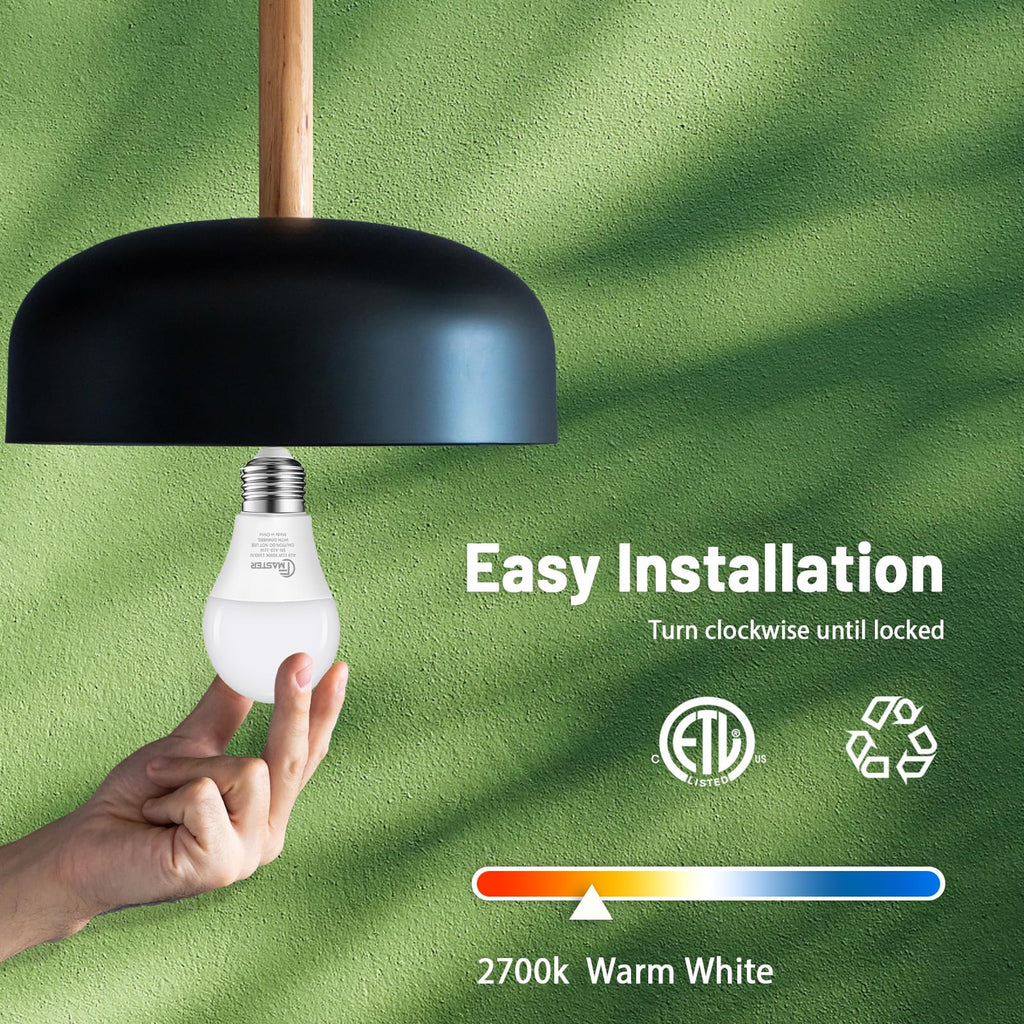JIANGSILING A19 LED Light Bulb, 75W Equivalent LED Bulb, 11W 2700K Warm White, 1100 Lumens, Non-Dimmable Light Bulbs, CRI 85+, No Flicker E26 Base Bulbs for Home Office, 24-Pack