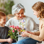 Birthday Gifts for Women Mom, Galaxy Glass Rose in Glass Dome Forever Eternal Crystal Roses with Butterfly Anniversary Christmas Rose Gifts for Women Her Wife Grandma Sister Girlfriend, Colorful
