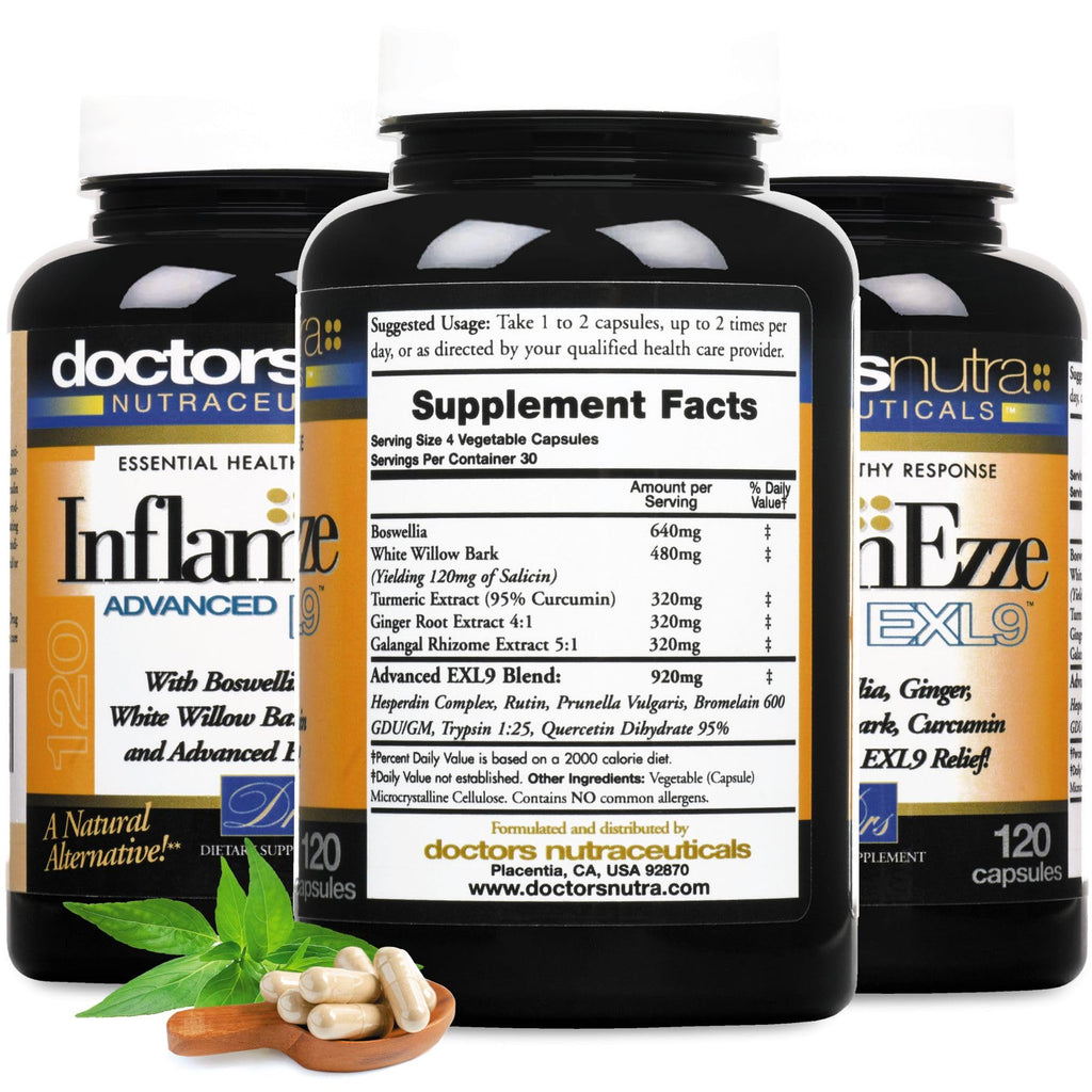 Doctors Nutra Nutraceuticals InflamEzze - Turmeric, Curcumin, Ginger Supplement - Gluten-Free (120 Count)