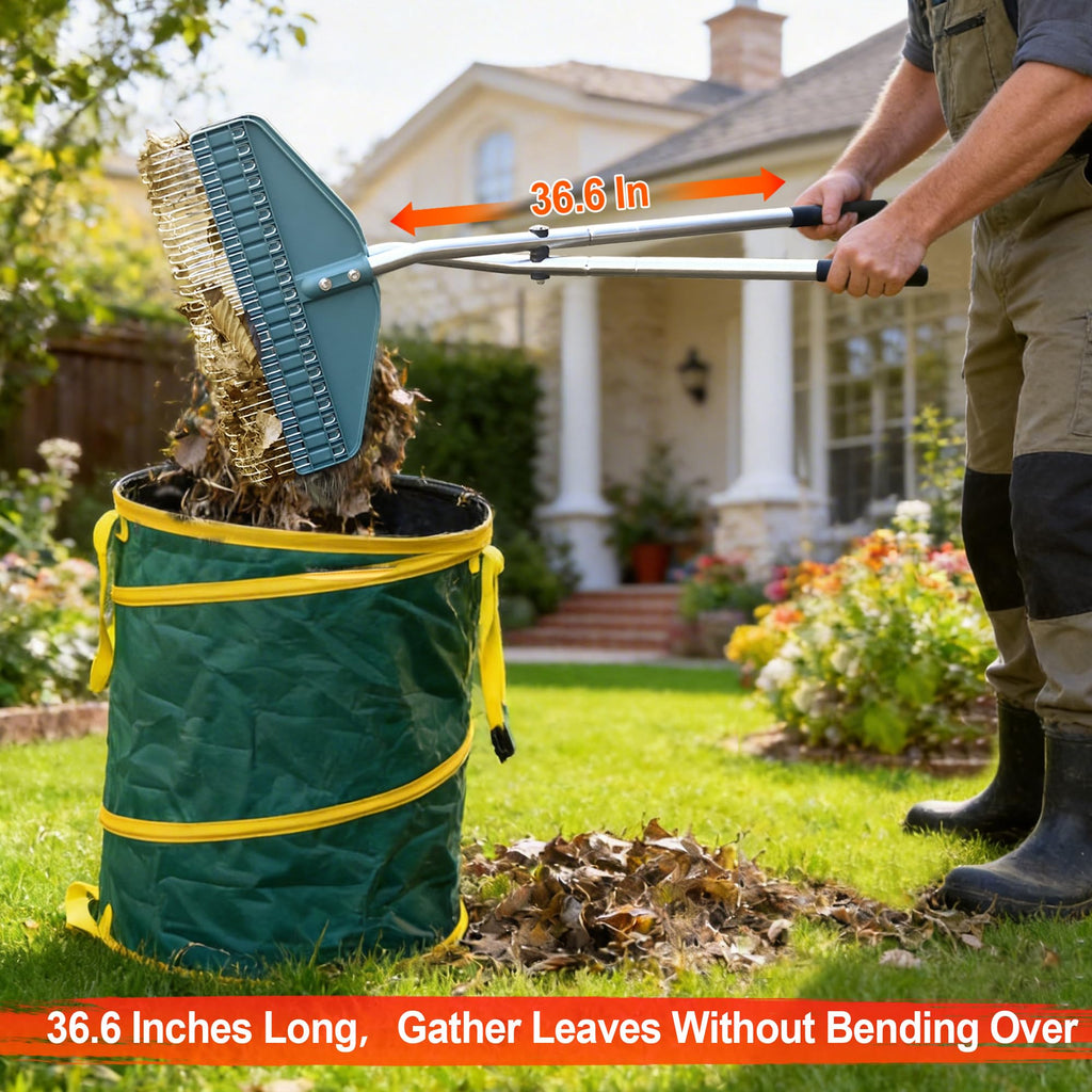 YEELOR Leaf Grabber Rake, 36.6 Inches, 3.3 Pounds（Straight Grip）