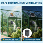 Solar Powered Exhaust Fan, 25W Solar Panel+8" High Speed Solar Powered Fans, Solar Exhaust Intake Fan Kit with Bracket, Anti-backflow Valve, Power Adapter, Vent Fan for Shed, Greenhouse, Attic