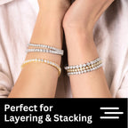 KISPER Tennis Bracelets for Women 14k White Gold Plated Round Cut CZ