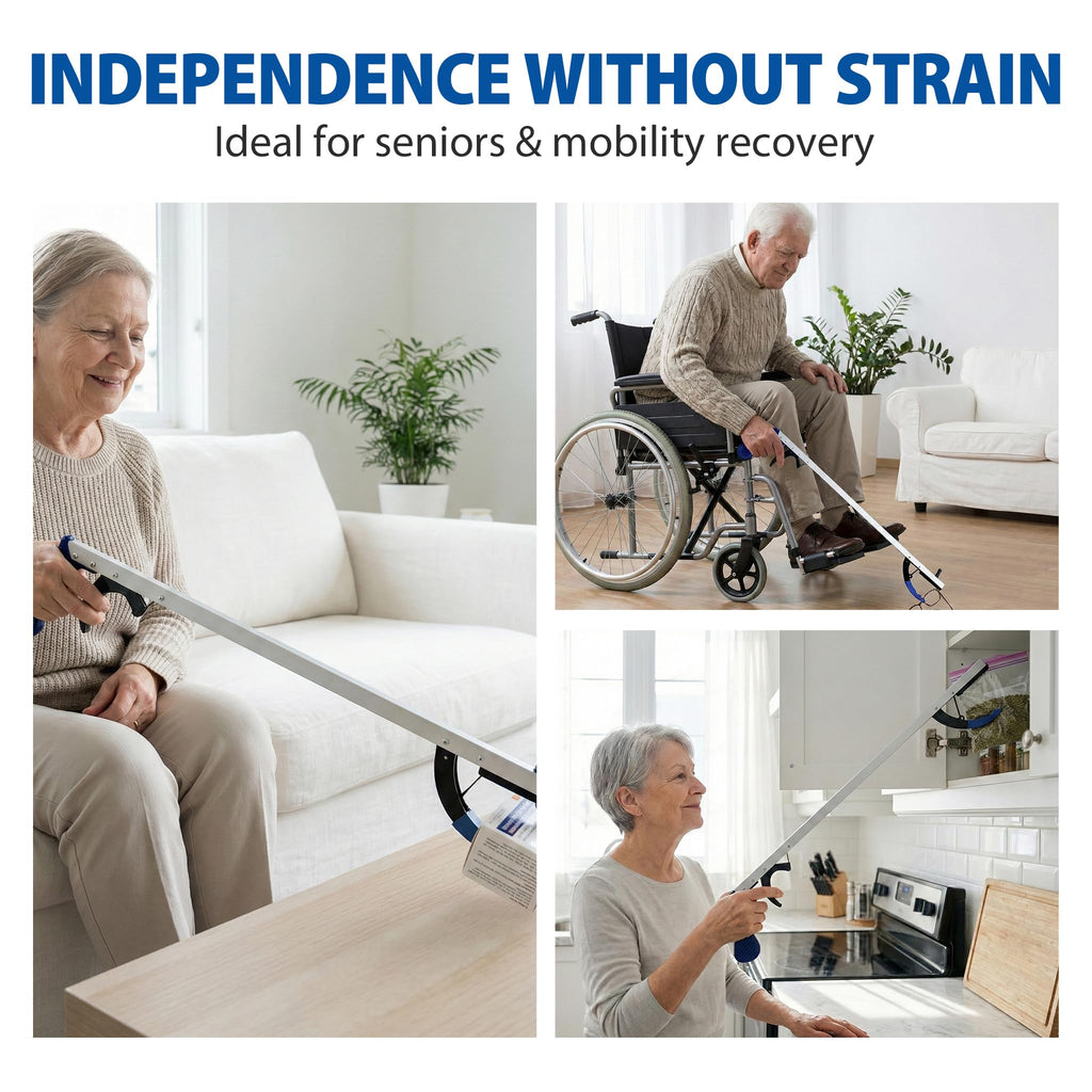Blue Jay 32" Reacher Grabber Tool for Seniors - 2 Pack Lightweight Trash Picker Upper & Pick Up Stick with Magnetic Tip - Long Reach Mobility Aid for Wheelchair & Surgery Recovery