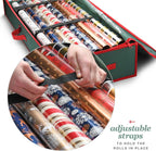 Premium Wrapping Paper Organizer Storage | Gift Wrap Holder With Extra Pockets for Christmas Decorations, Reinforced Handles, Heavy Duty, Ultra-Durable, Tear-Proof Fabric - Fits Up to 27 Rolls (Green)