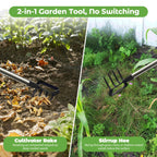 Garden Hoe,2 in 1 Heavy Duty Stirrup Hoe and Cultivator Gardening Tool with 60” Adjustable Long Handle,Lightweight Weeding Rake for Fast Weeds Grass Removal,Cultivating,Loosen Soil, Sharp Blade