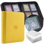 Toploader Binder, Holds 160 Toploaders, 100 Toploaders Included, 4-Pocket PU Cover Top Loader Binder for 3" x 4" Rigid Toploaders, Ringless Double-Sided Toploader Card Binder for TCG, Sport Cards