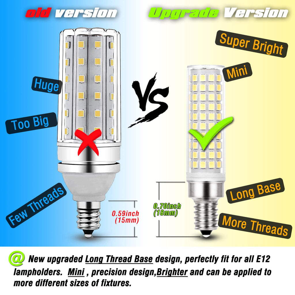 ALIDE E12 10W 6000K LED Candelabra Bulbs 100w Equivalent 1200lm 0.73 * 3.15inch, Non-dimmable, 5Pack