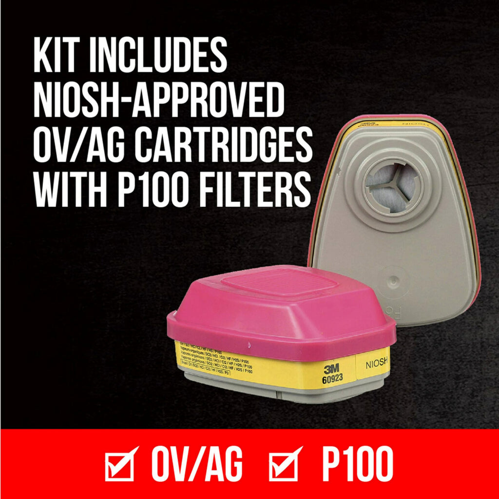 3M™ Multi-Purpose Quick Latch Reusable Respirator 65023QLH1-DC, OV/AG/P100, Mdm, 1-Fcpc, 1-pr of 60923 Crtrdg/Fltrs