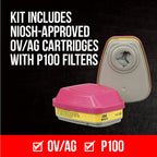 3M™ Multi-Purpose Quick Latch Reusable Respirator 65023QLH1-DC, OV/AG/P100, Mdm, 1-Fcpc, 1-pr of 60923 Crtrdg/Fltrs