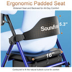 Soundfuse Rollator Walkers with Seat for Seniors, Foldable 8" Big Wheels All Terrain Rolling Walker, Handles and Ergonomic Seat Height Adjustable, 350 lb