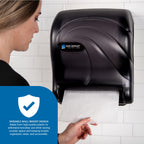 San Jamar Ocean Essence Tear-N-Dry Paper Towel Dispenser, Storage Solution for Bathroom and Kitchen, 14.44" x 11.75" x 9.13", 1 Count, Black Pearl