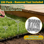 GESTONE 150 PCS Landscape Fabric Staples Stakes, 6 inch Weed Barrier Pins