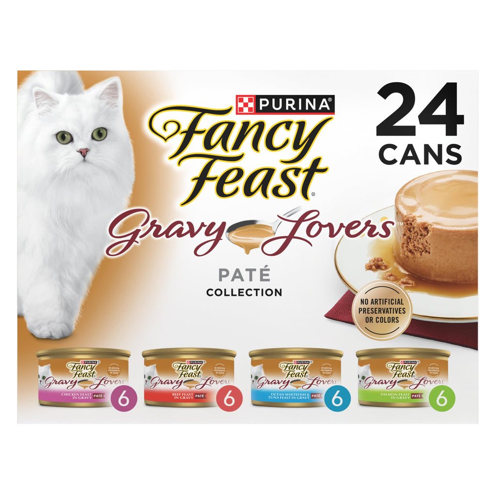 Purina Fancy Feast Gravy Lovers Wet Cat Food Variety Pack, 4.5 lb, 24 Pack
