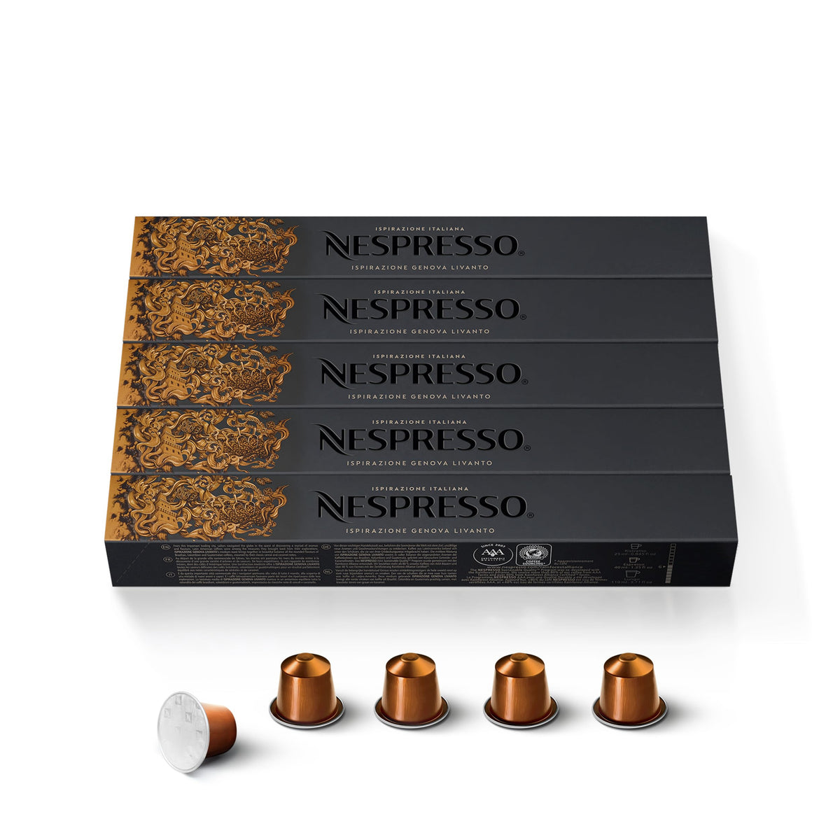 Nespresso Original, Livanto, Medium Roast, 50-Count Espresso Coffee Pods