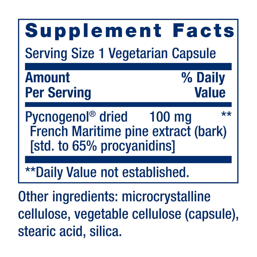 Life Extension Pycnogenol – French Maritime Pine Bark Extract – Scientifically Studied Healthy Aging & Vascular Health Supplement – Non-GMO, Gluten-Free, Vegetarian – 60 Capsules