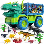 TEMI Dinosaur Truck Toys for Kids 3-5 Years, Tyrannosaurus Transport Car Carrier Truck with 8 Dinosaur Figures, Activity Play Mat, Dinosaur Eggs, Trees, Capture Jurassic Play Set for Boys and Girls