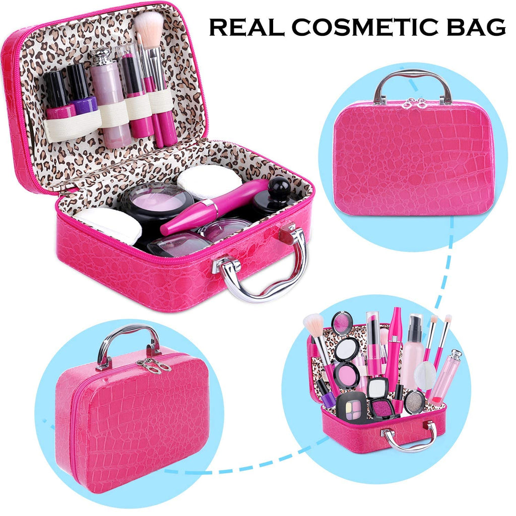 TEPSMIGO Pretend Makeup Kit for Girls, Kids Pretend Play Makeup Set - with Cosmetic Bag for Birthday Christmas, Toy Makeup Set for Little Girls Age 3+(Not Real Makeup)