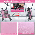 Double Layer Dog Stroller for 2 Small Dogs/Cats, 4 Wheels Pet Jogger With Removable Liner, Storage Basket, Rear Wheel Break - Folding Double Decker Portable Crate