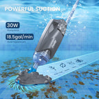 Cordless Pool Vacuum for Above Ground Pool with Telescopic Pole, 18.5 GPM Powerful Suction, Upgraded 60 Mins Runtime, Rechargeable Handheld Pool Cleaner with 2 Brush Heads for Inground Pools