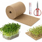 10" x 236" Organic Microgreens Growing Mat, Natural Jute Fiber Grow mats, Organic Hydroponic Pads, Breathable Grass Seed mat for Germination Trays, Wheatgrass Sprouts Microgreen, Seed Starter