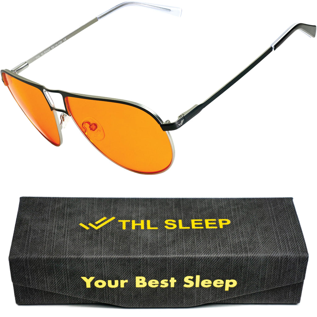Orange Aviator Blue Light Blocking Glasses for Better Sleep - 97% Premium Metal Classic Aviators Computer Migraine Glasses for Women & Men - Amber Gaming Glasses - Blue Light Blocker Anti Eye Strain
