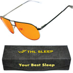 Orange Aviator Blue Light Blocking Glasses for Better Sleep - 97% Premium Metal Classic Aviators Computer Migraine Glasses for Women & Men - Amber Gaming Glasses - Blue Light Blocker Anti Eye Strain