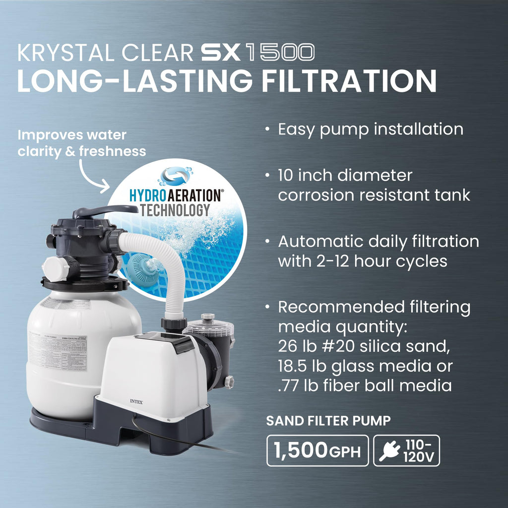 INTEX 26325EH Ultra XTR Deluxe Above Ground Swimming Pool Set: 16ft x 48in – Includes 1500 GPH Cartridge Sand Filter Pump – SuperTough Puncture Resistant – Rust Resistant – Easy to Assemble