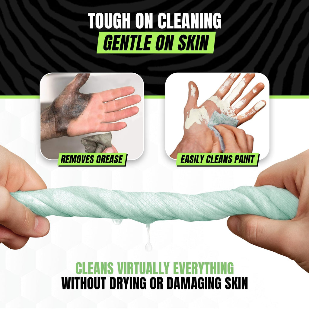 Grip Clean Heavy Duty Hand & Tool Cleaning Wipes – Waterless Hand Cleaner for Mechanics, Garage & Shop Use – Dual-Sided Grease, Oil & Paint Remover Wipes with Citrus Scent - 72ct (6 Pack)