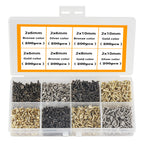 Small Screws for Small Hinge Antique Self Tapping Screws Multi-Purpose DIY Screws Set Gold Silver Bronze 2x6mm/0.07x0.23 "2x8mm/0.07x0.31" 2x10mm/0.07x0.39" 1600pcs