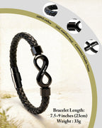 ziella To My Husband Bracelet,Dual Name Infinity Leather Bracelet,Personalized Custom Name Stainless Steel Bracelet Holiday Birthday for Him (9inch, 9inch)