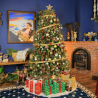 Hykolity 6 ft Prelit Christmas Tree, Artificial Christmas Tree with 250 Warm White Lights, 1032 Tips, Metal Stand and Hinged Branches