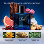 Ycz Charm Unfolds Marine Perfume for Men, 1.7 oz. Long Lasting Eau De Parfum Cologne For Men, Oriental Woody Fragrance - Ideal Special Occasions, Making it the Ideal gentlemen’s Gift