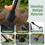 Small Round Point Digging Shovels, Garden Spade Shovel Beach Shovels with 43.3in Handle,Heavy Duty Portable Metal Shovel for Gardening Camping Trenching Digging Landscaping,Off-Road Use, Black