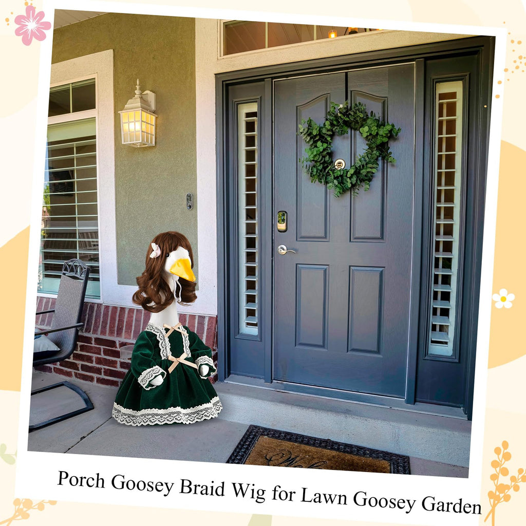 Dansydaisy 3 Pcs Porch Goose Wigs,Porch Goose Outfit Suitable for 17 Inch and 23 Inch Statue,Cute Outdoor Statue Accessories,Patio Yard Goosey Wig for Lawn Goosey Garden